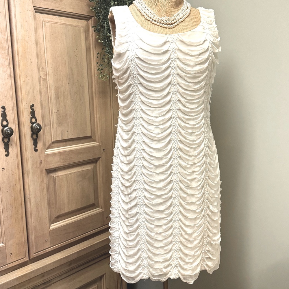 R & M Richards white dress size 12 sequin accents